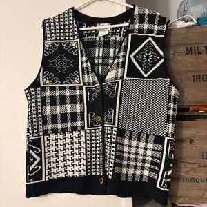 Vintage D’Allairds 80s Patterned Button-Up Patchwork Style Vest Size Large